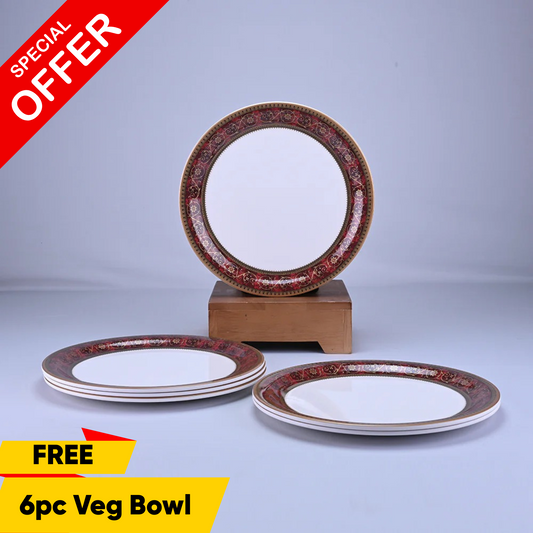 6 pc Dinner Plate Set Rnd Gold 28 cm -  Leela