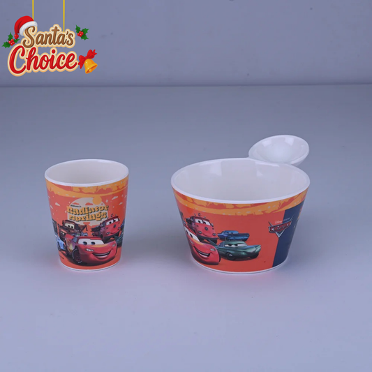 2 pc Fries Bowl & Glass Set - Cars