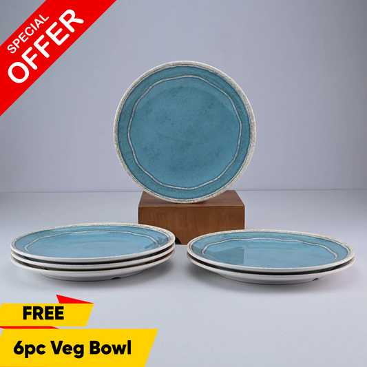 6 pc Dinner Plate Set 27 cm - Ancient Sea