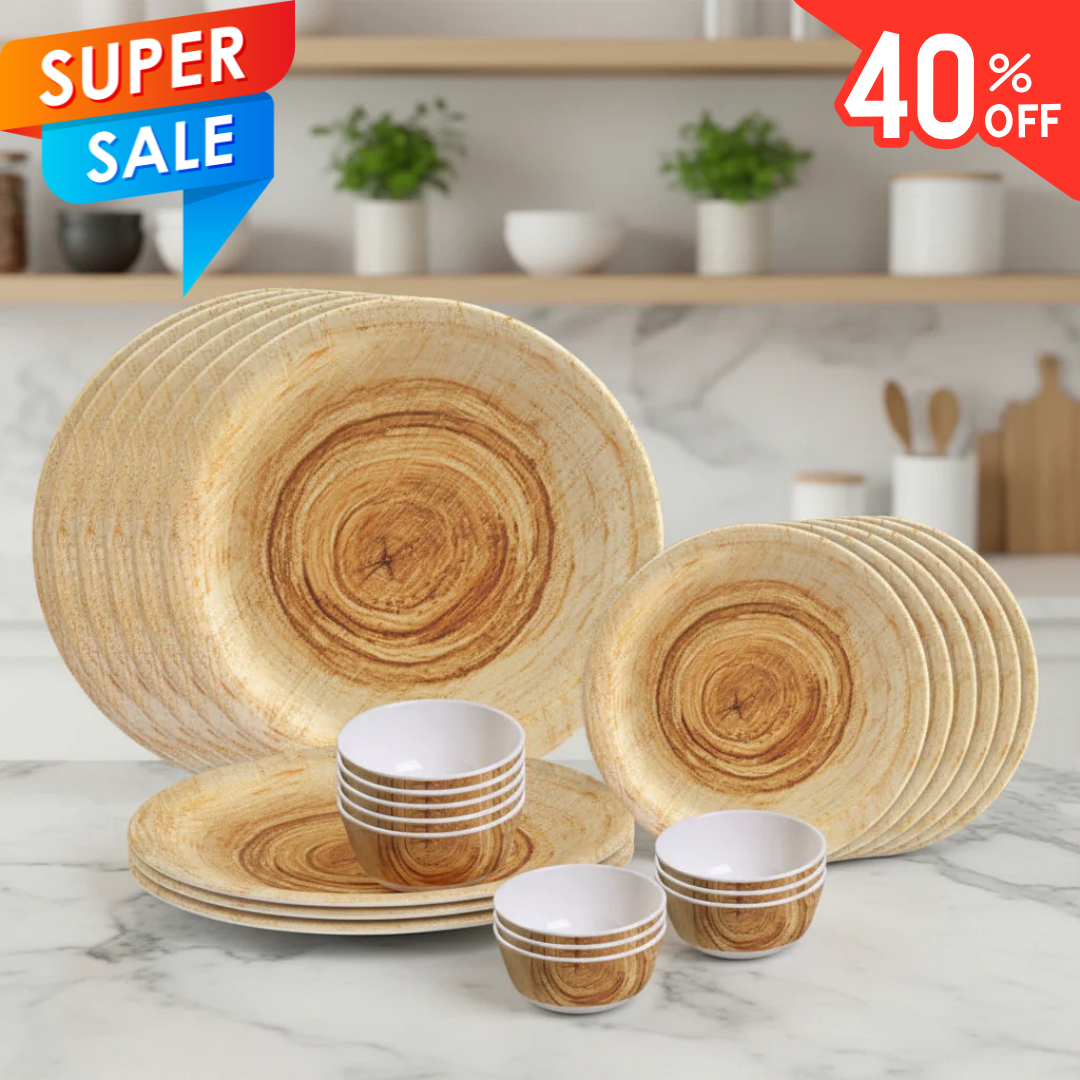 24pc Dinner Set - Twirl Wood