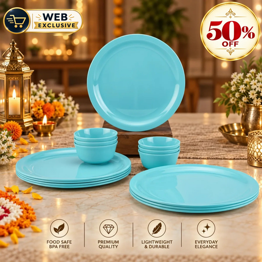 12pc Dinner Set Traditional - Pastel Blue