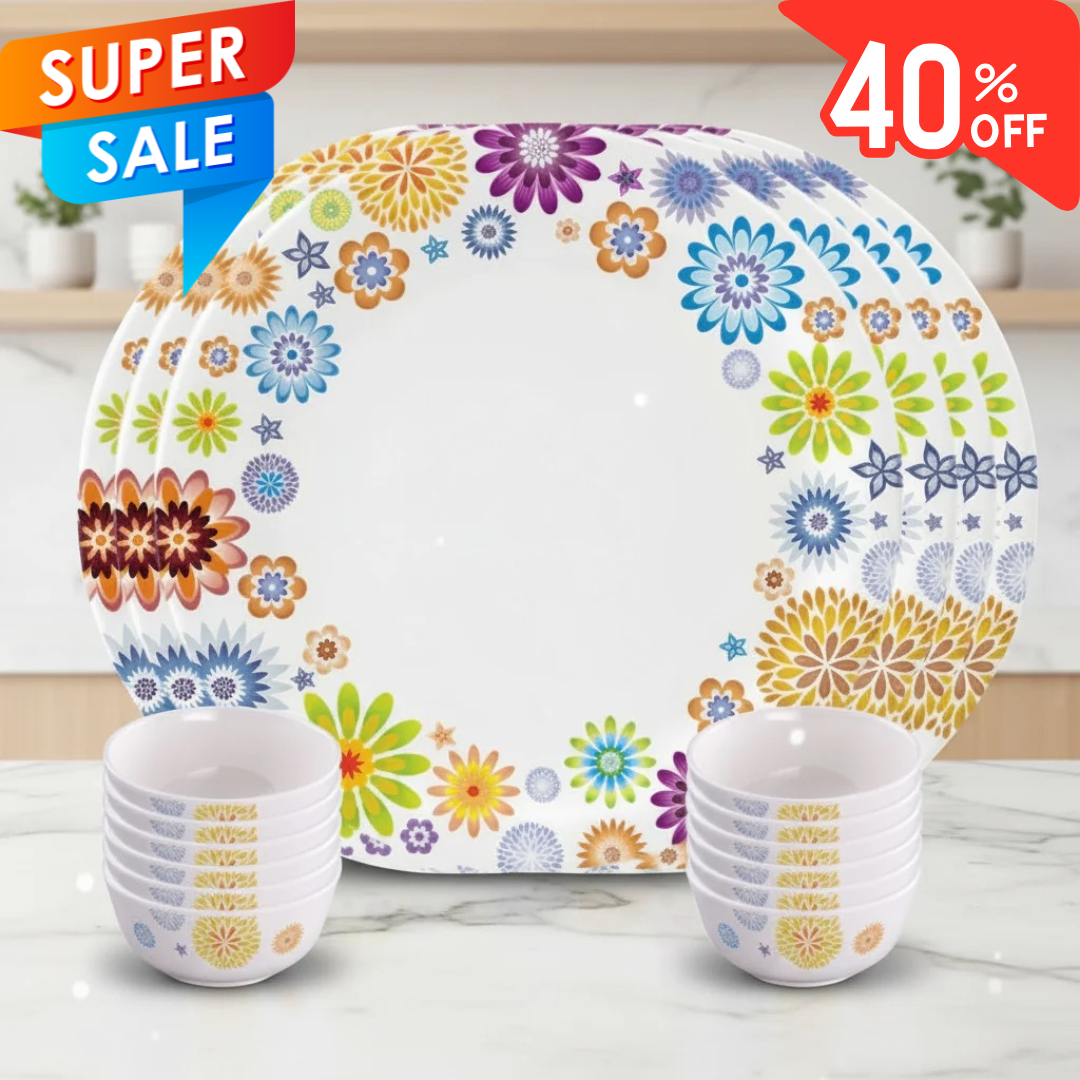 18pc Dinner Set Round - Flower Fiesta