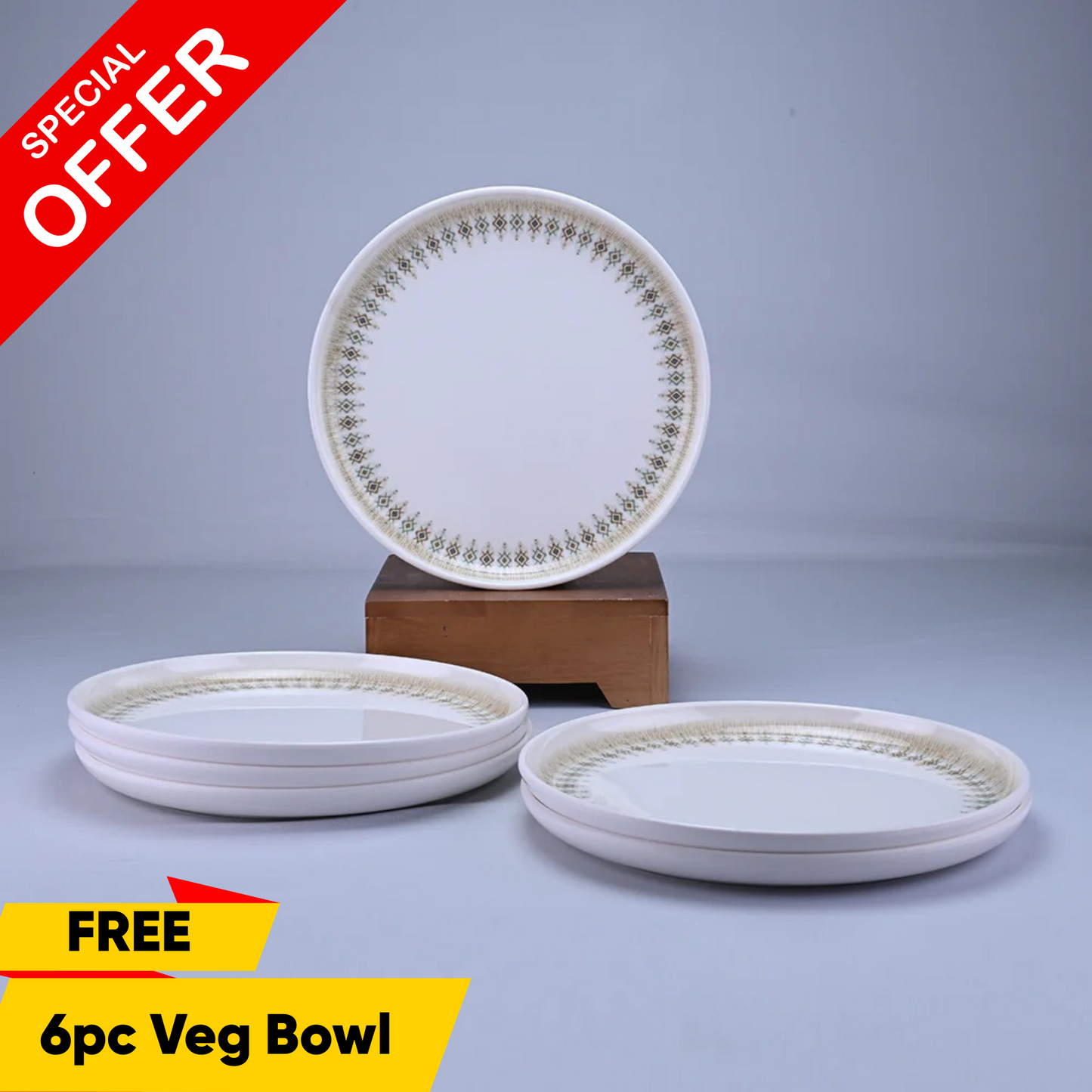 6 pc Dinner Plate Set  Arch 27 cm - Ikat