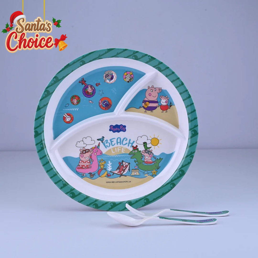 3 pc Rd 3Plate Fork & Spoon Set - Peppa Pig