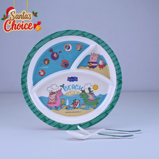 3 pc Rd 3Plate Fork & Spoon Set - Peppa Pig