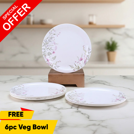 6 pc Dinner Plate Set Rnd 28 cm - Wild Flower
