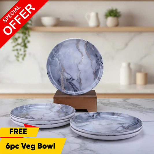 6 pc Dinner Plate Set Arch 27 cm - Marboreal