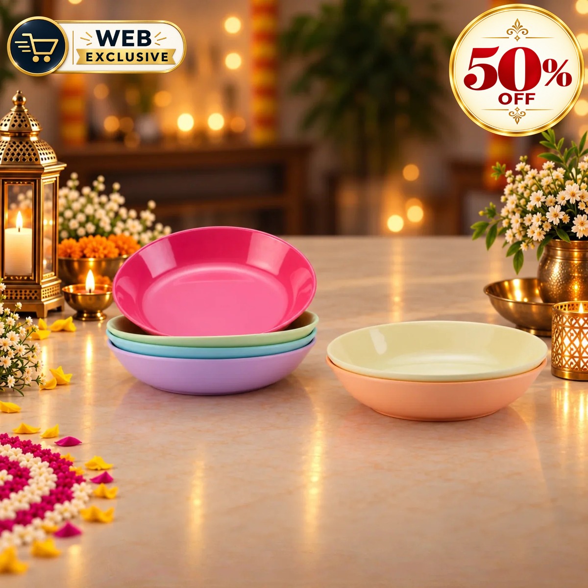 6pc Delite Snack Plate Set - Pastel