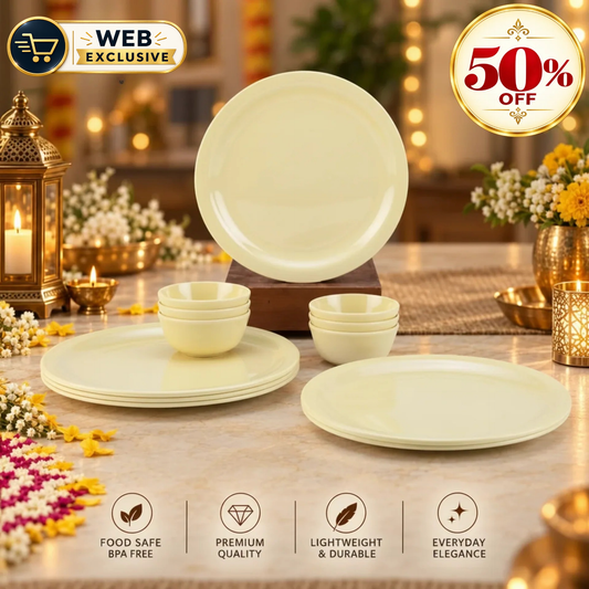 12pc Dinner Set Traditional - Pastel Yellow