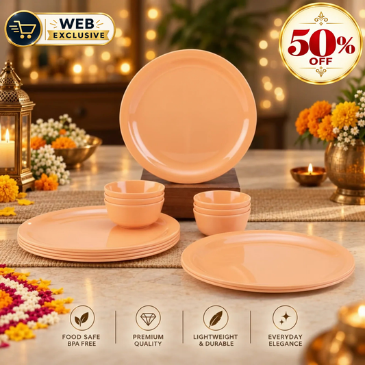 12pc Dinner Set Traditional - Pastel Orange