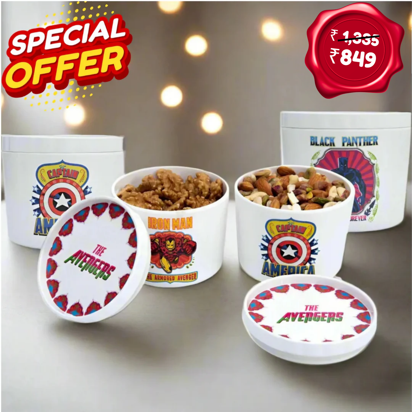 4 pc Elegant Jar Set 500 ml - Avengers