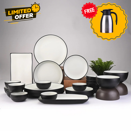 31 pc Dinner Set 2Tone - Black + Green