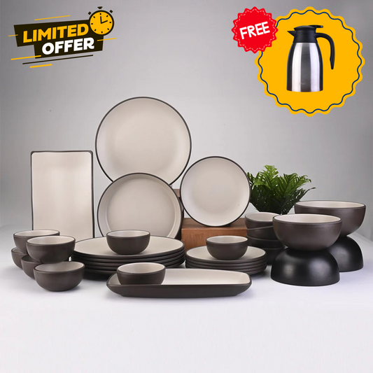 31 pc Dinner Set  2Tone - Terraclay + Brown