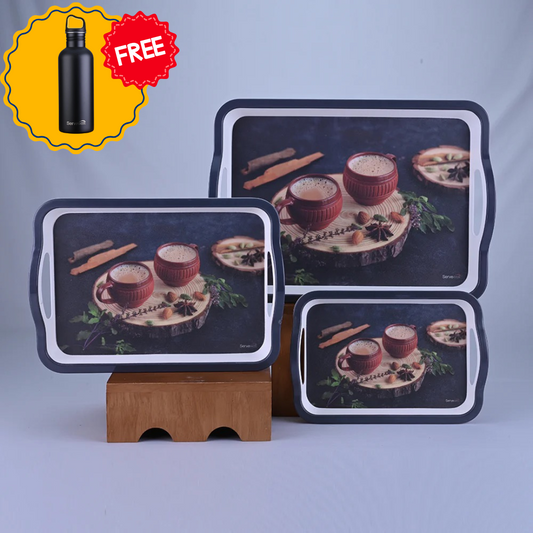 3 pc Tray Set Sturdy - Milk Tea