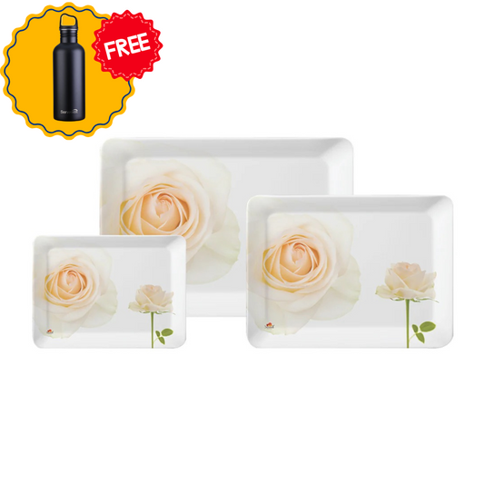 3 pc Stylo Trays Set - White Rose
