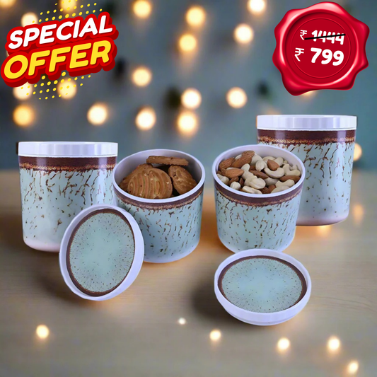 4 pc Elegant Jar Set 700 ml - Crinkle