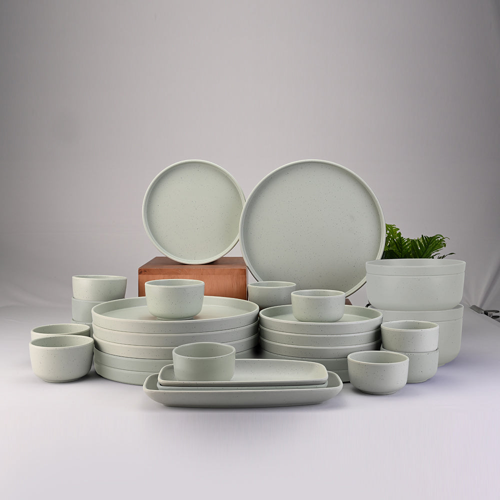 31 pc Dinner Set Thali - Dots Green