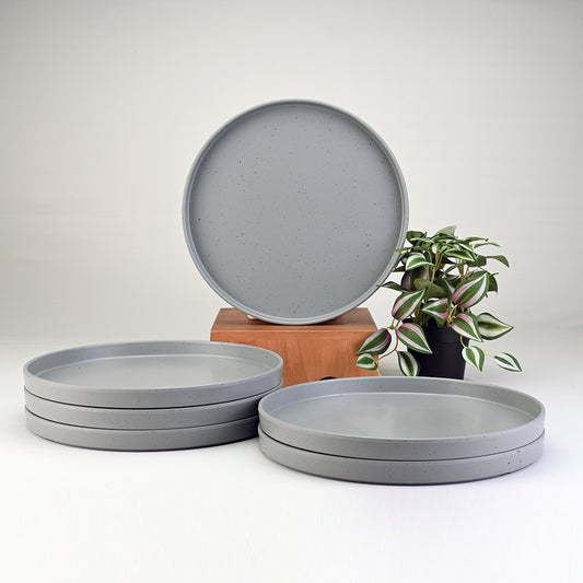 6 pc Dinner Plate Set Thali 28 cm - Dots Grey