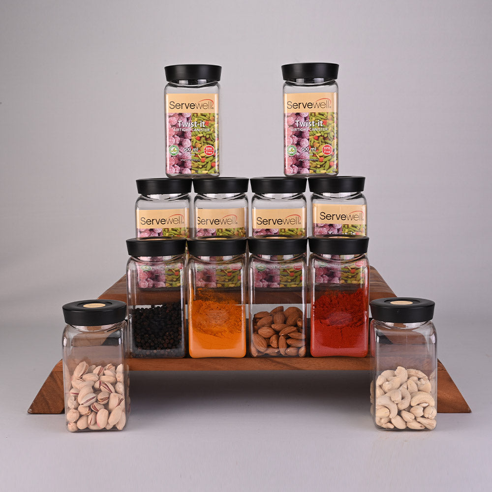 Container Airtight Twist-It Set 12 pc Square 500 ml