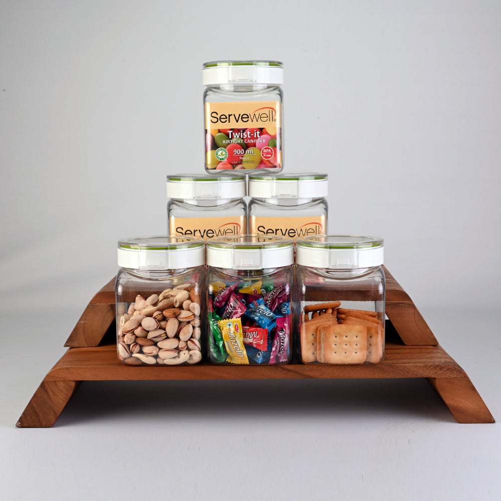 Container Airtight Tik-Tak Set 6 pc Square 900 ml
