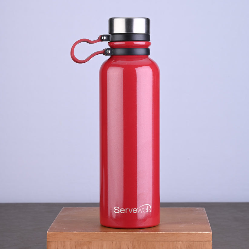 Laguna Stainless Steel Bottle by Servewell in Cherry Red Colour Option