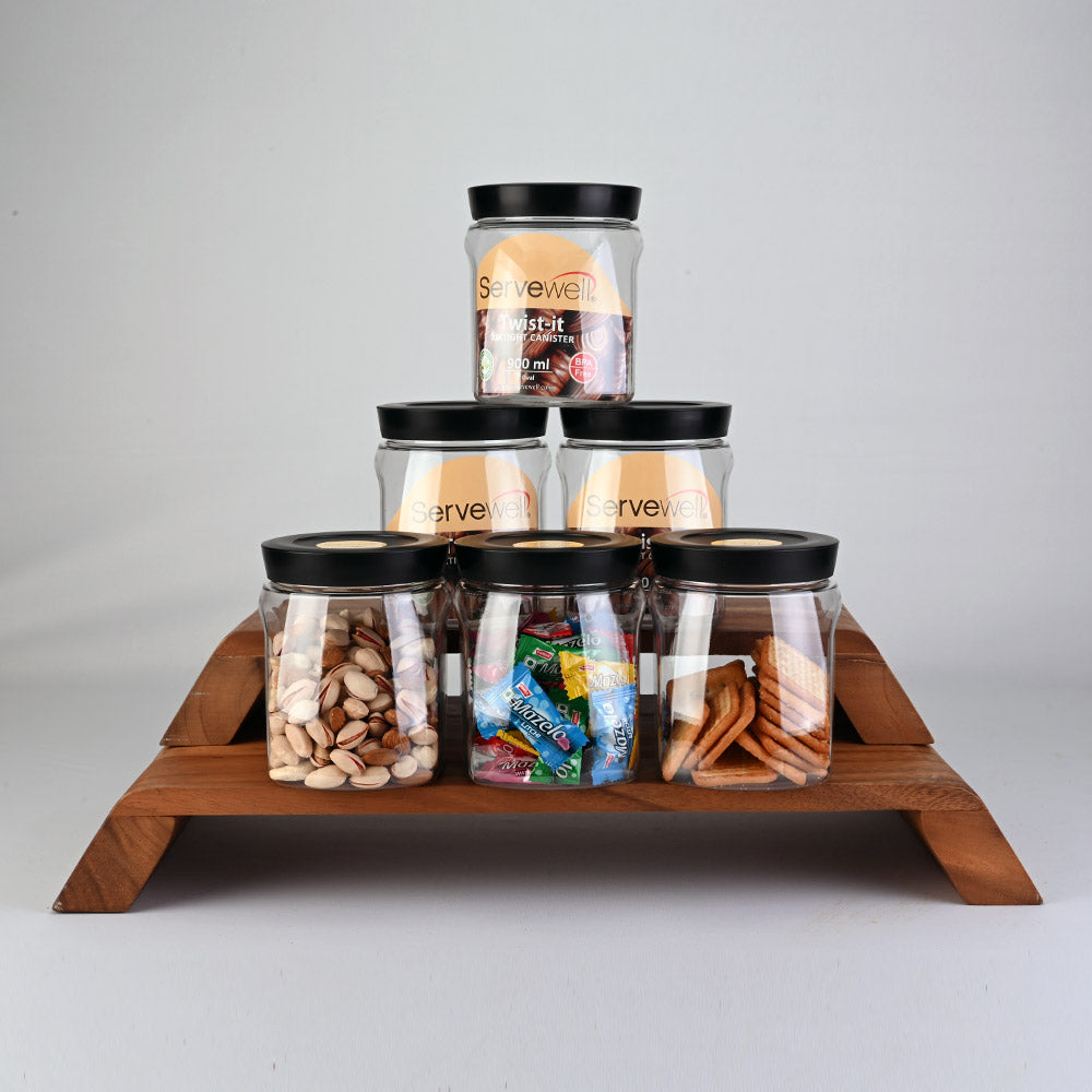 Canister Airtight Twist-It Set 6 pc Oval 900 ml