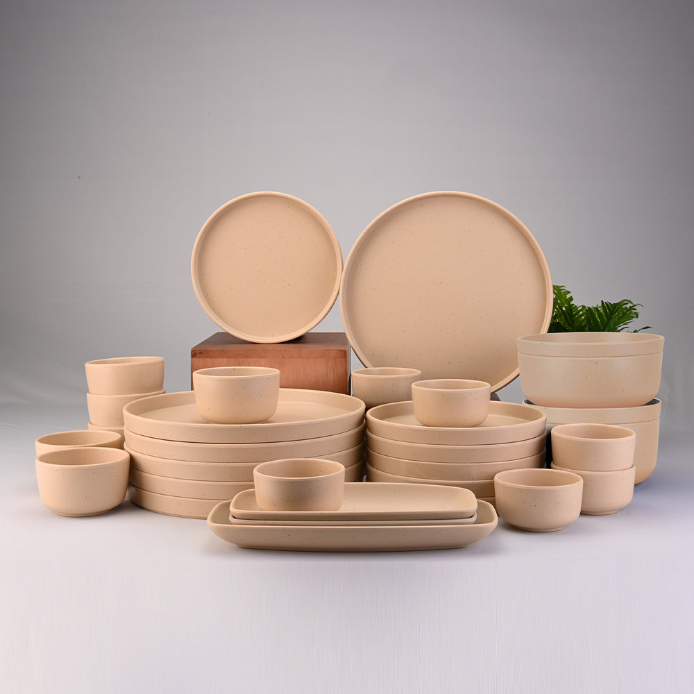 Servewell Dinner Set 31 pc Thali - Dots Yellow
