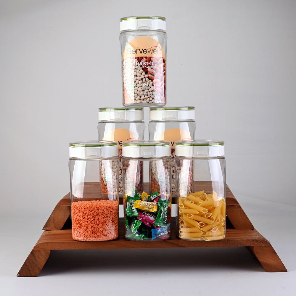 Canister Airtight Tik-Tak Set 6 pc Oval 1.4 ltr