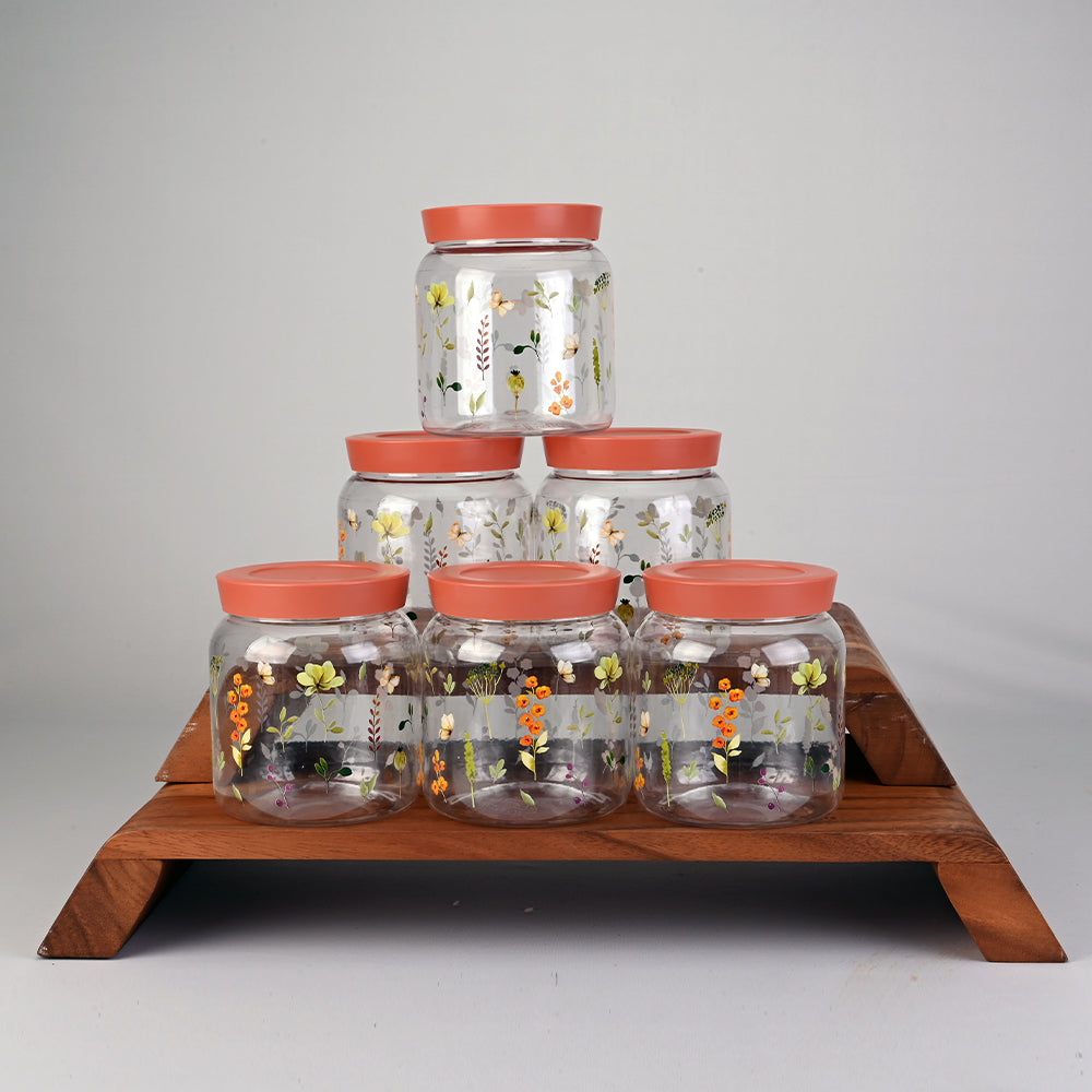 Canister Airtight Printed Twist-It Set 6 pc Round 900 ml - Springfield - Peach Lid