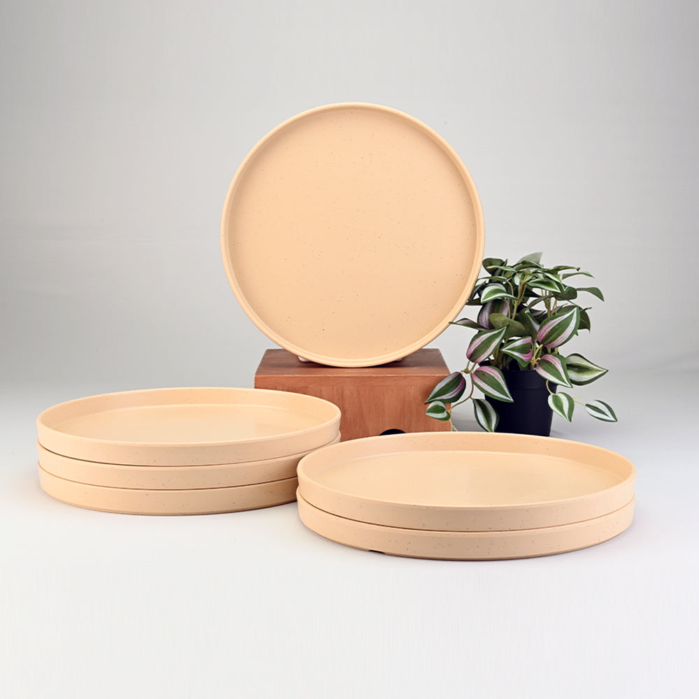 Servewell Small Plate Set 6 pc Thali 20.3 cm - Dots Yellow