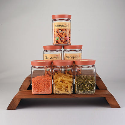 Canister Airtight Twist-It Set 6 pc Square 1.1 ltr