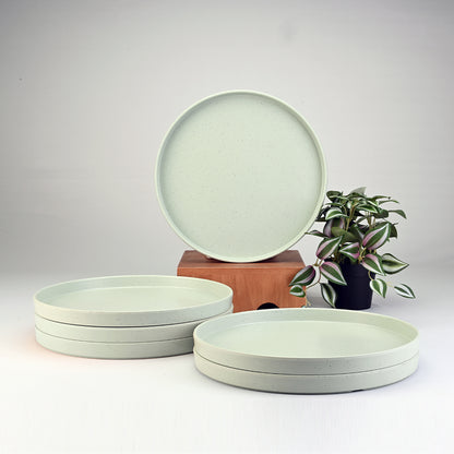 Servewell Dinner Plate Set 6 pc Thali 28 cm - Dots Green