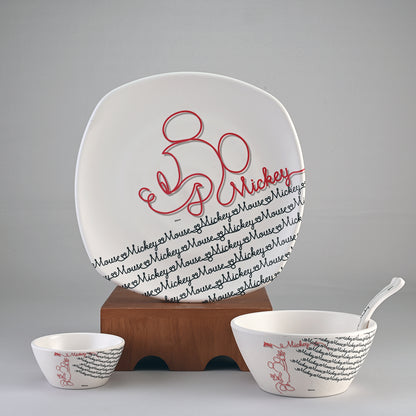 Dinner Set 4 pc - Mickey Line Art