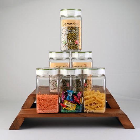 6 pc Container Airtight Tik-Tak Set 1.4 ltr - Square