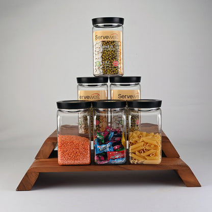 Canister Airtight Twist-It Set 6 pc Square 1.4 ltr