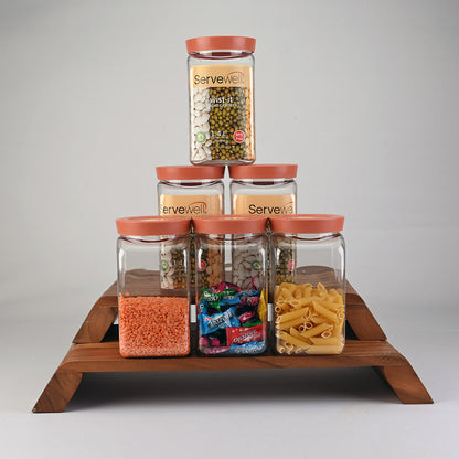 Canister Airtight Twist-It Set 6 pc Square 1.4 ltr