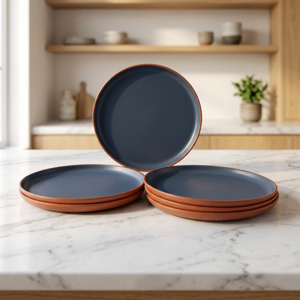 31 pc Dinner Set Portico - Ink and Terracotta