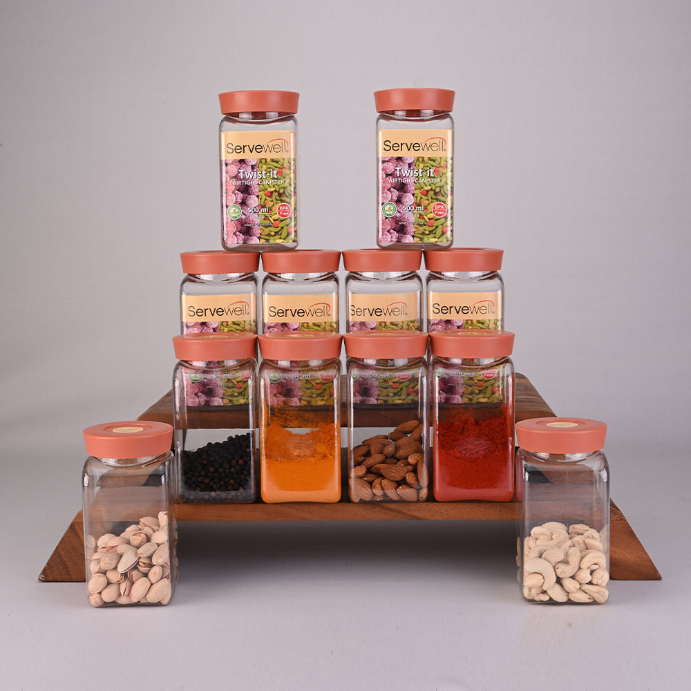 Container Airtight Twist-It Set 12 pc Square 500 ml