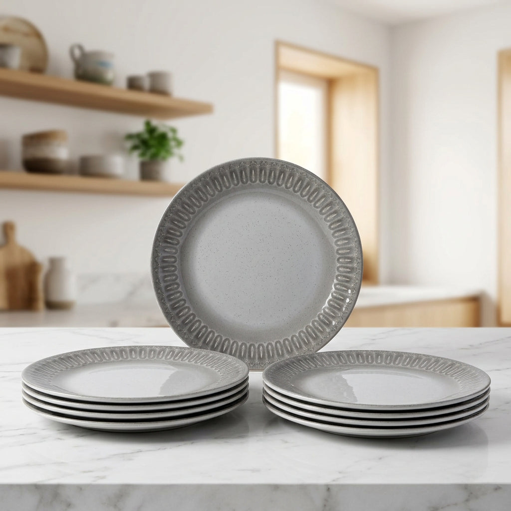 6 pc Dinner Plate Set Gravel 27 cm - Tracery