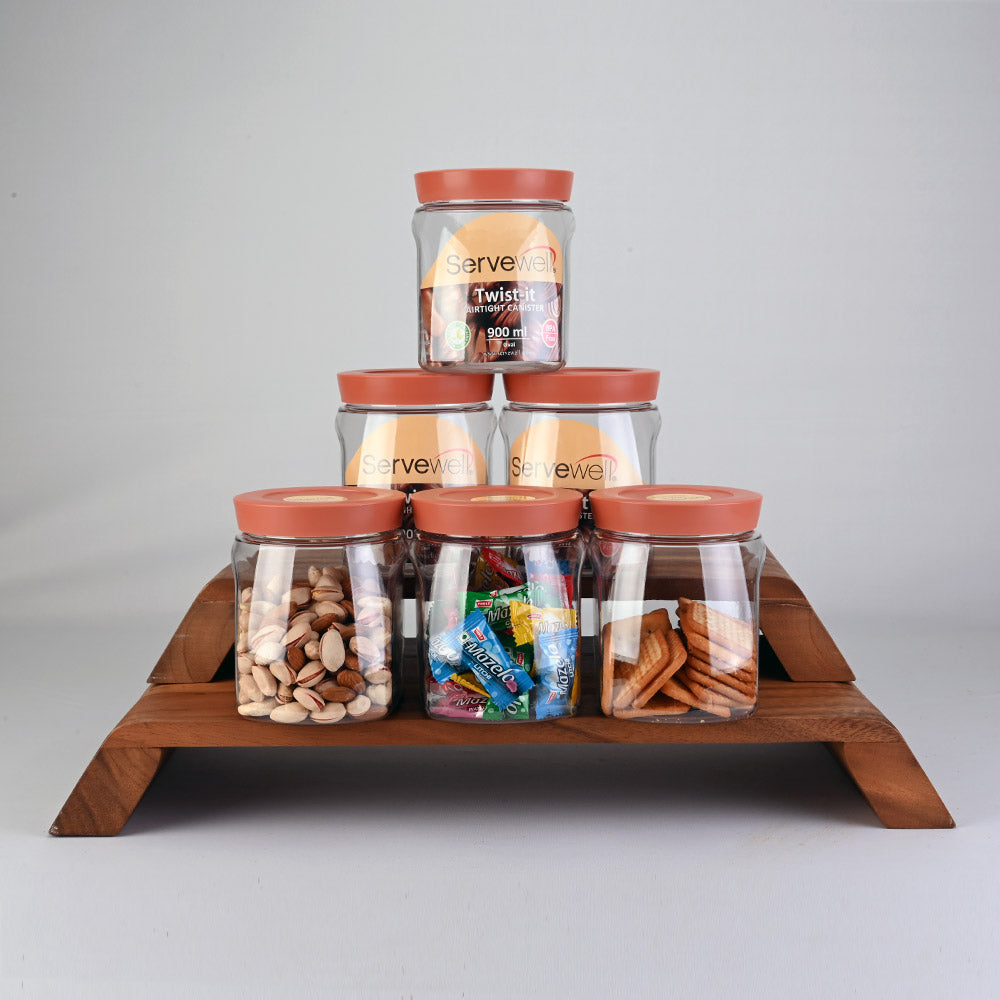 Canister Airtight Twist-It Set 6 pc Oval 900 ml