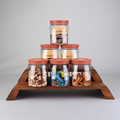 Canister Airtight Twist-It Set 6 pc Oval 900 ml