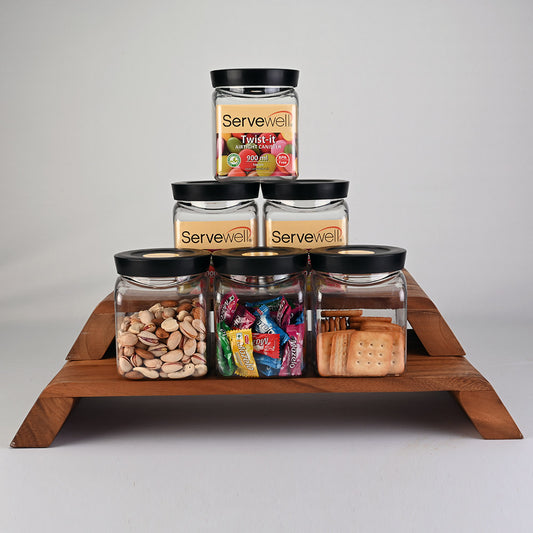 6 pc Container Airtight Twist-It Set 900 ml - Square