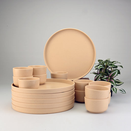 Servewell Dinner Set 18 pc Thali - Dots Yellow