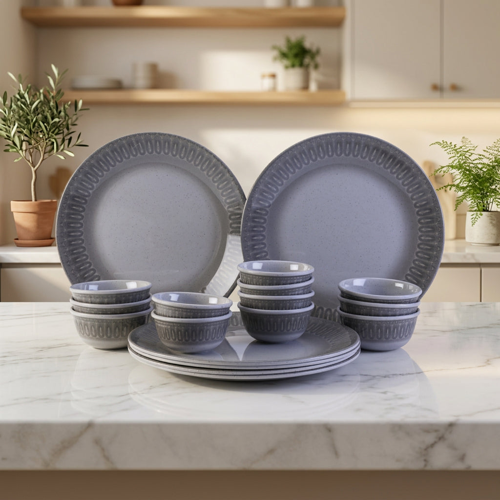 18 pc Dinner Set Gravel - Tracery