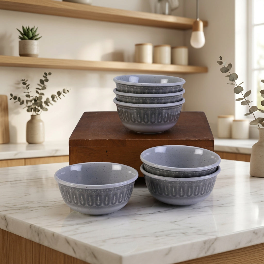 6 pc Veg Bowl Set Gravel 10.5 cm - Tracery