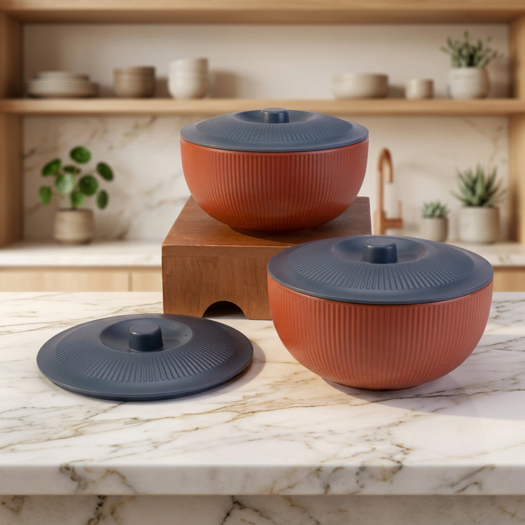 31 pc Dinner Set Portico - Ink and Terracotta