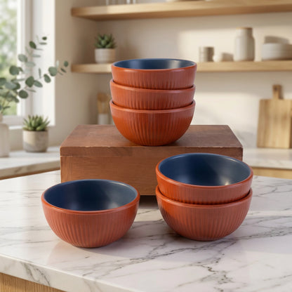6 pc Veg Bowl Set Portico 10 cm - Ink and Terracotta