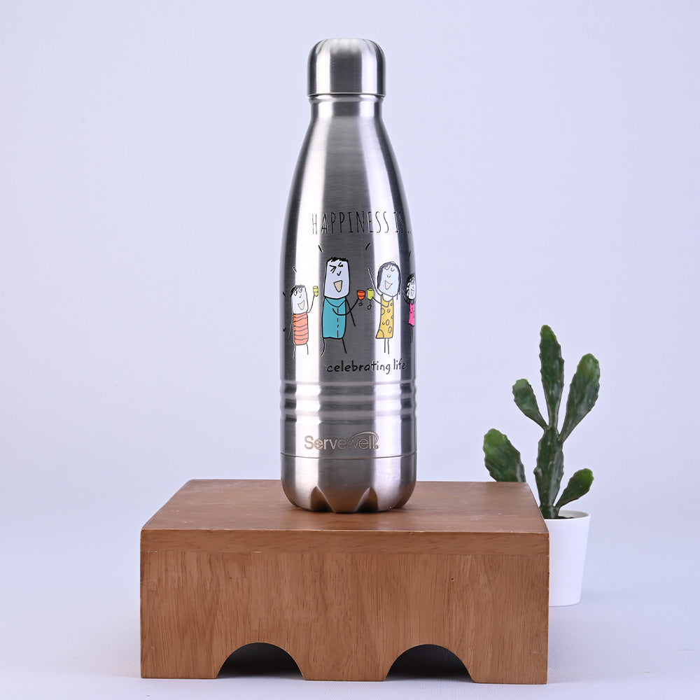 Indus - SS Vacuum Bottle 500 ml - Happiness Is… Steel