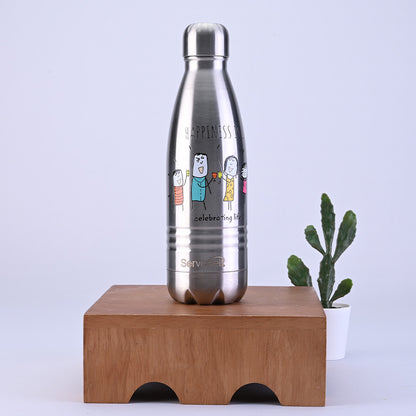 Indus - SS Vacuum Bottle 500 ml - Happiness Is… Steel