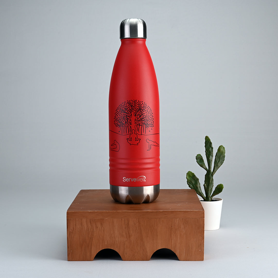Indus - SS Vacuum Bottle 1000 ml - Yoga Fuji Red